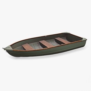 3D Old Metal Rowboat Low-poly PBR model