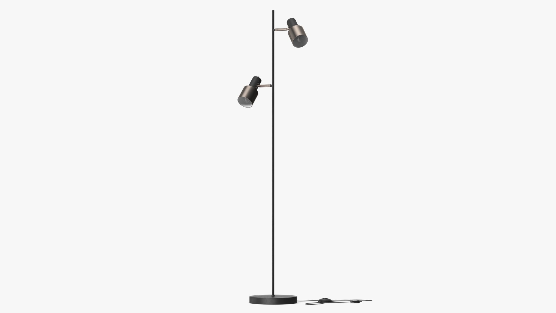 Floor Lamp with Two Shades Black 3D model preview