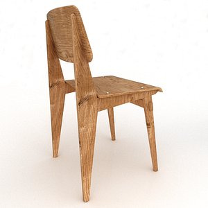 Prouve Office Standard Chair - Chaise tout bois 3D model
