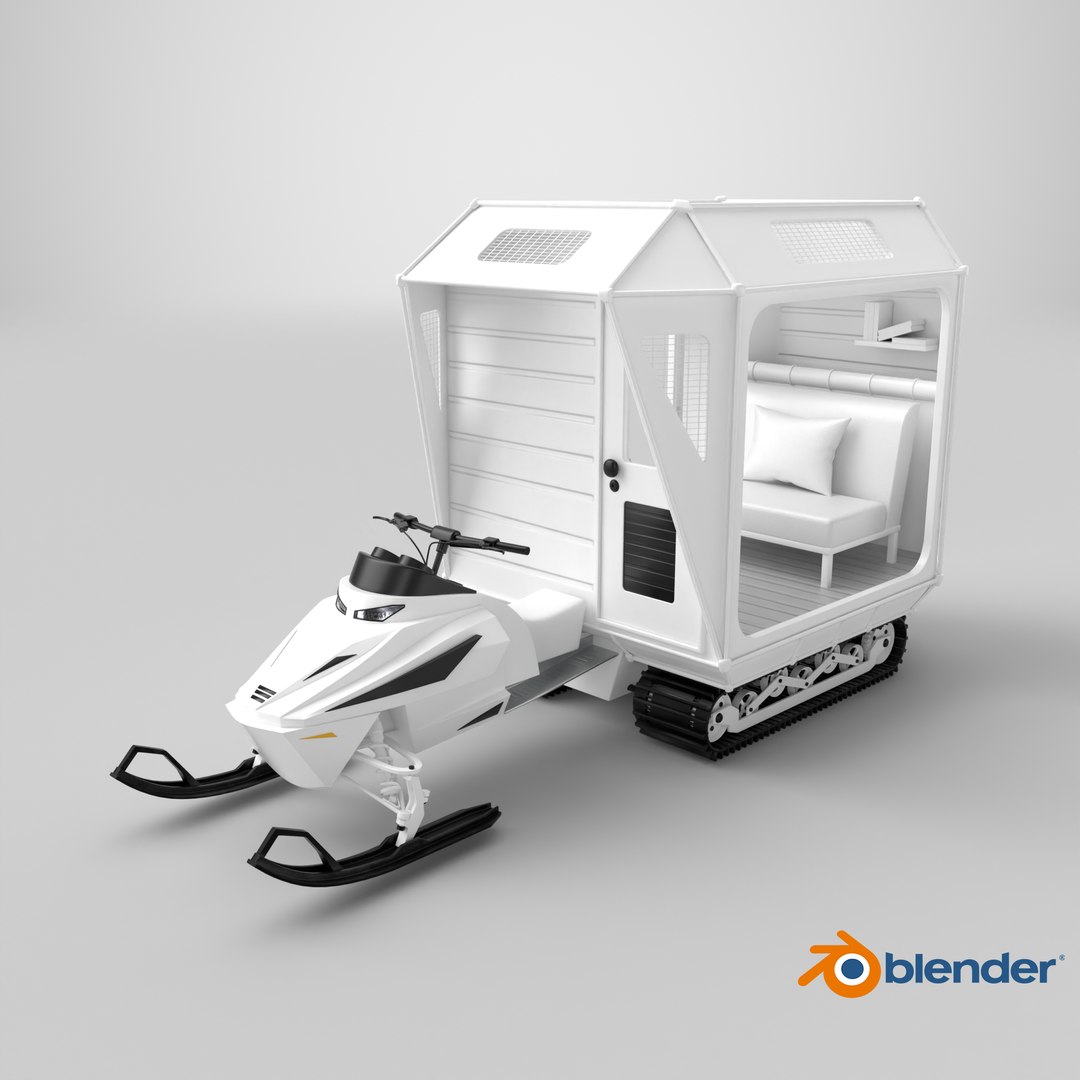 3D Snowmobile Fishing Shack - TurboSquid 2414920