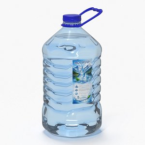 3D model Mockup Plastic Bottle with Water 5 Liter Clear