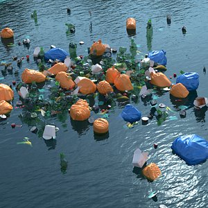 3D Trash Concentration Area at Sea model