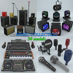 Music DJ Audio and light Instruments Colle 3D modelction