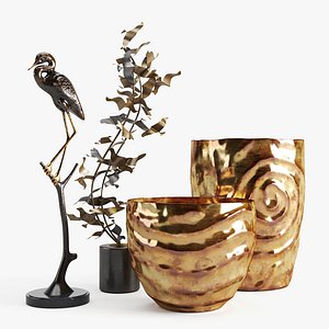 decorative set vase sculpture 3D