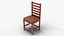 Realistic Wooden Dining Chair 3D Model with Leather Cushion - High Quality Furniture Asset for Inter 3D model