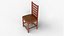 Realistic Wooden Dining Chair 3D Model with Leather Cushion - High Quality Furniture Asset for Inter 3D model