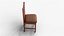 Realistic Wooden Dining Chair 3D Model with Leather Cushion - High Quality Furniture Asset for Inter 3D model
