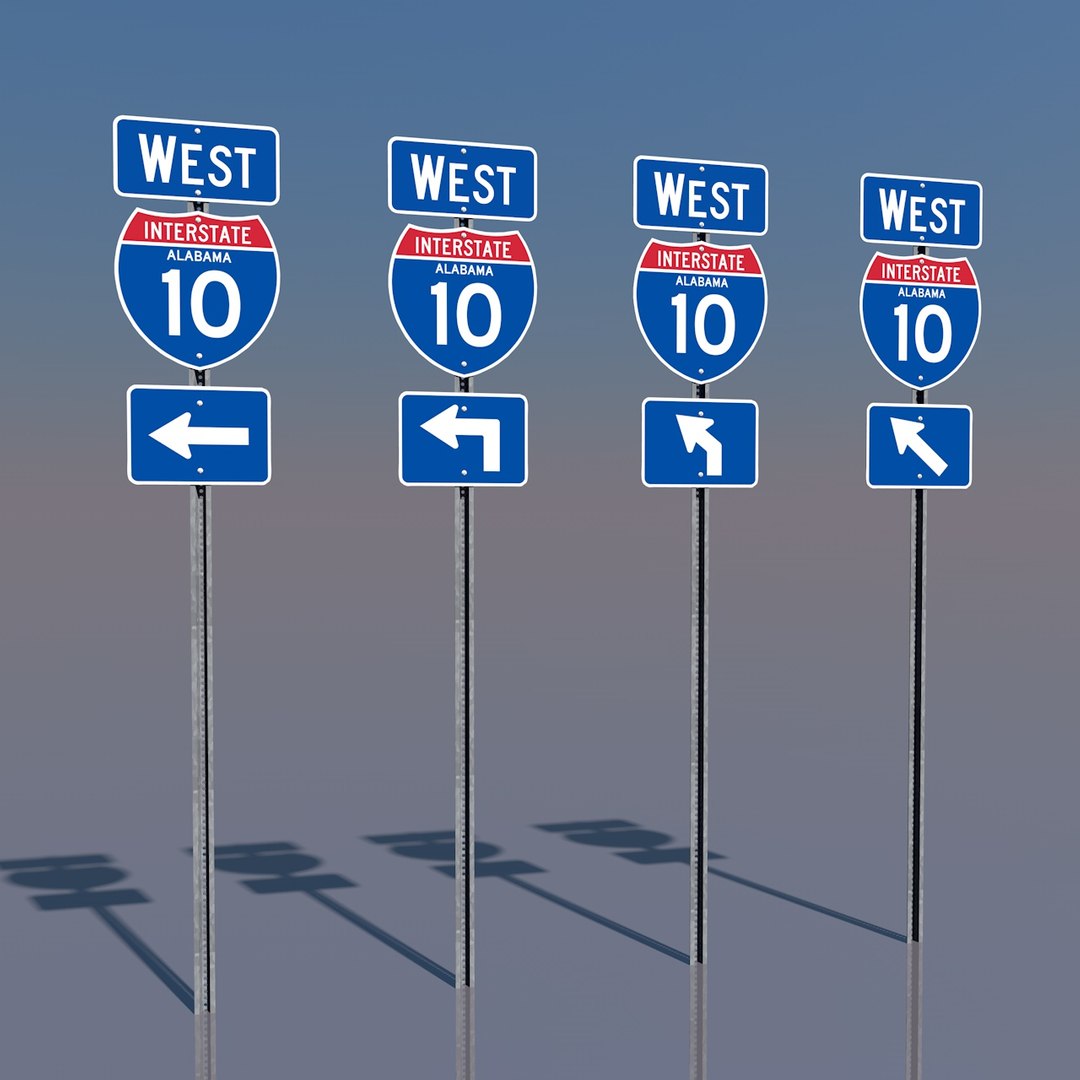 interstate 10 signs alabama c4d https://p.turbosquid.com/ts-thumb/y8/yD6eMg/ifwiyiDG/interstate10westleftturnalabama/jpg/1368631997/1920x1080/fit_q87/06a2f4dbc72dda865e37585037165f3ebc21a909/interstate10westleftturnalabama.jpg