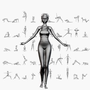 3D Yoga Woman Set04