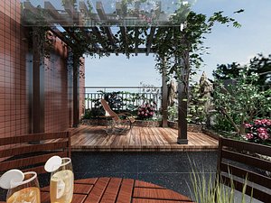 3D Modern garden courtyard model