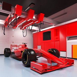Race Car Garage and F1 Car
