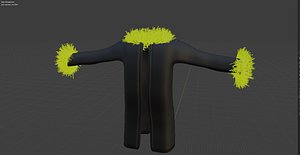 Coat with Fur Cuffs and Collar in T-pose 3D model