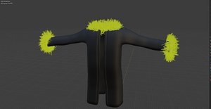Coat with Fur Cuffs and Collar in T-pose