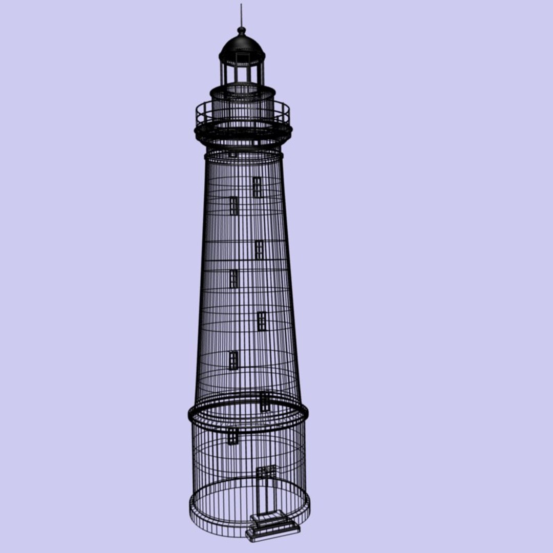 3d model lighthouse red