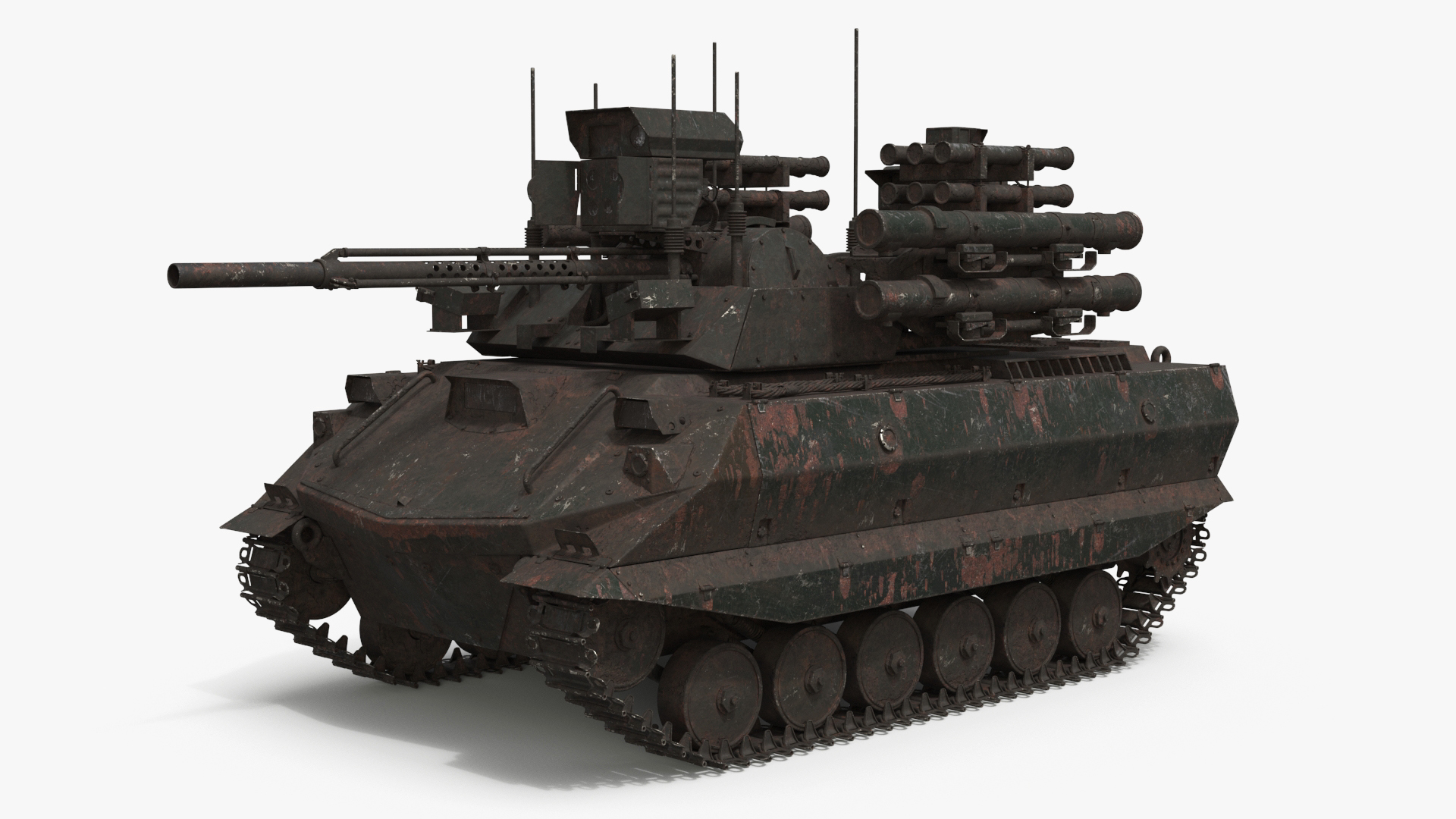Missile Carrier Vehicle With Rotating Cannon Green Damaged 3D Model ...