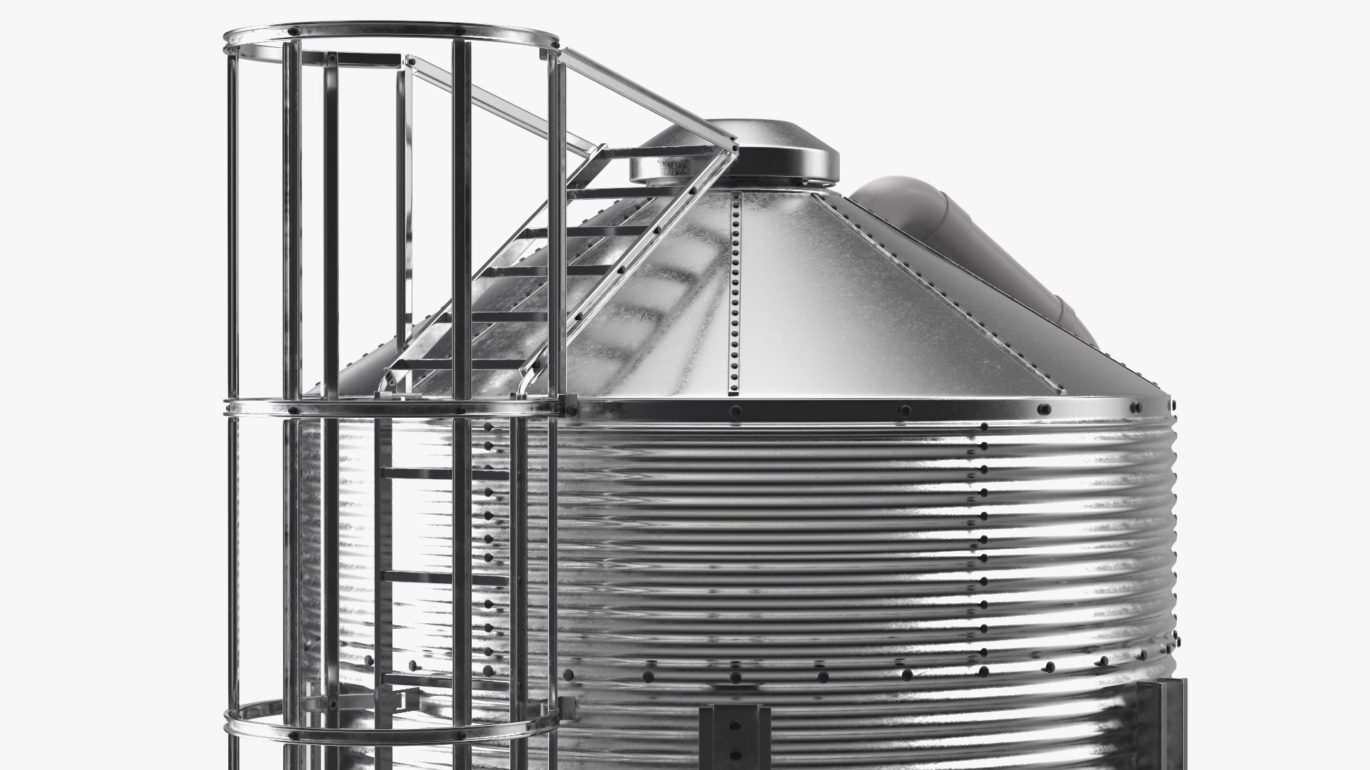 Galvanized Feed Storage Bin 3D model TurboSquid 1808593