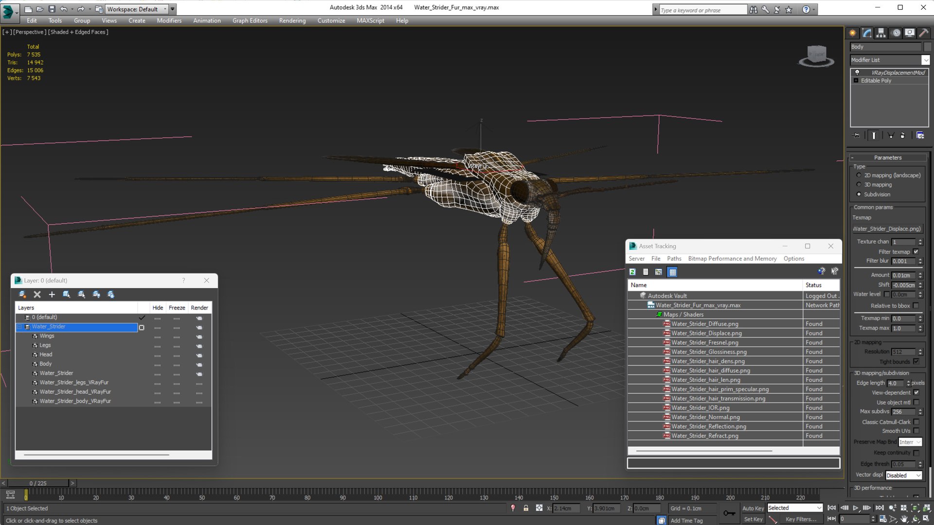 3D Water Strider Fur https://p.turbosquid.com/ts-thumb/y9/hFxtKu/gT/waterstriderfurvray3dmodel021/jpg/1695231569/1920x1080/fit_q87/4f85cb6ca9a73b6bd8e4142eeb1d9ab57e3bd645/waterstriderfurvray3dmodel021.jpg