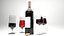 Botella de vino y copas