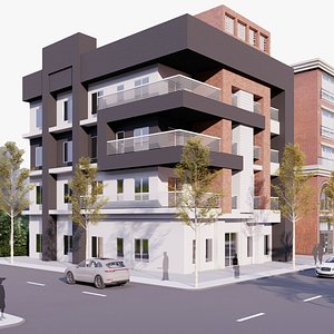 3D modern building 36 Apartment model