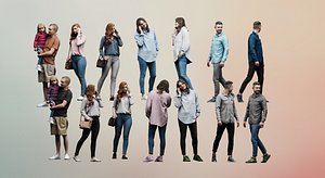 15 Realistic Casual NPC Human Cutouts Pack  ArchViz NPC People Collection 3D model