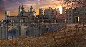 medieval town fantasy 3D
