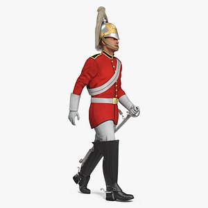 British Royal Lifeguard Cavalry Soldier with Fur Rigged