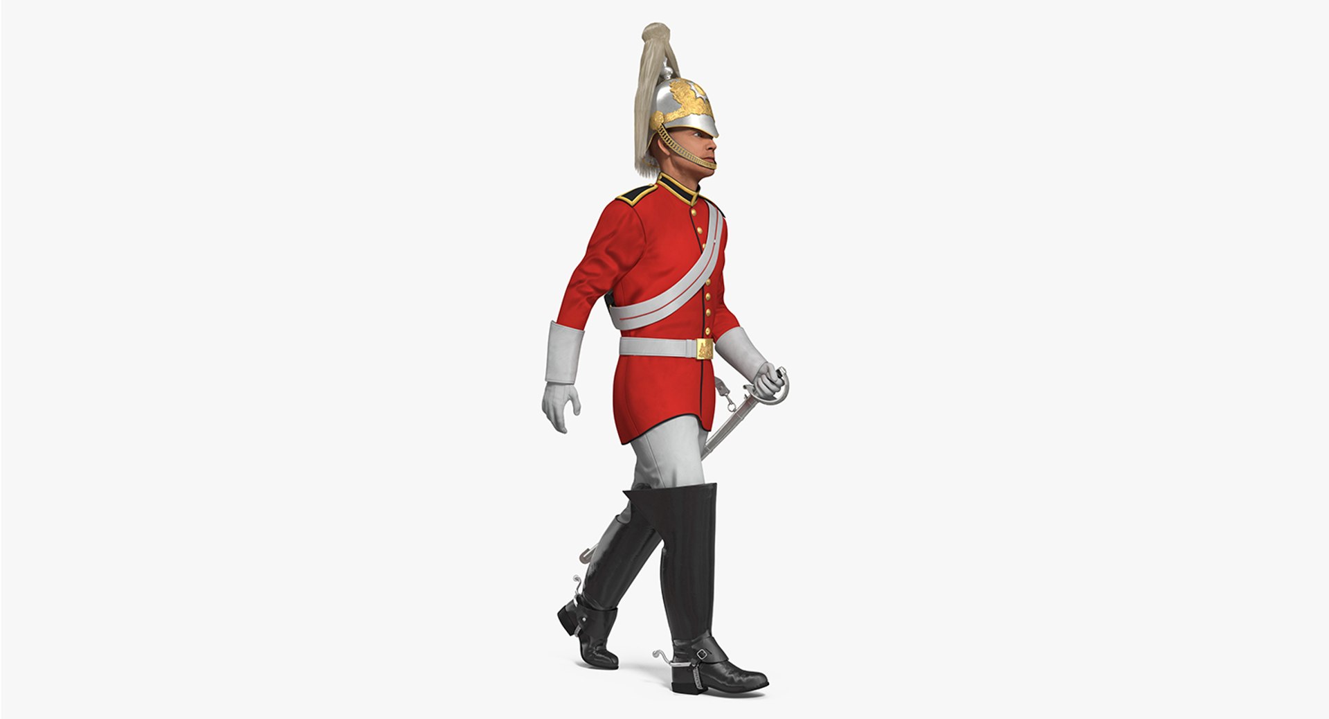 British Royal Lifeguard Cavalry Soldier with Fur Rigged 3D model preview
