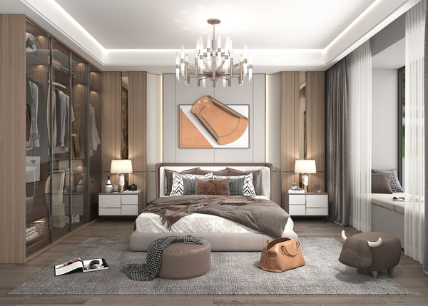 3D Modern Bedroom Interior Scene 16