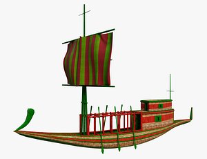 Ancient egyptian boat with sail 3D model