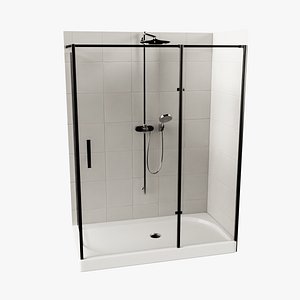 3D model corner shower cabin