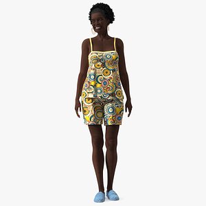 Afro American Woman in Nightwear Standing 3D model