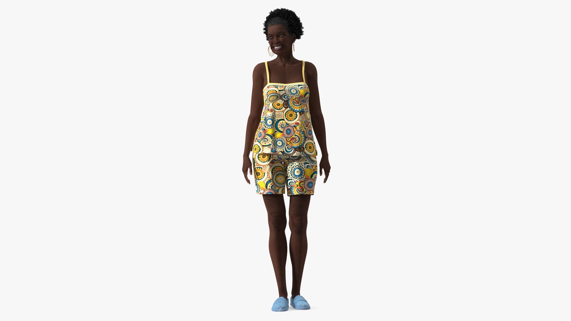 Afro American Woman in Nightwear Standing 3D model preview