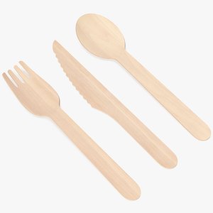 3D wooden cutlery settings