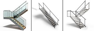 glass metal stairs 3D model