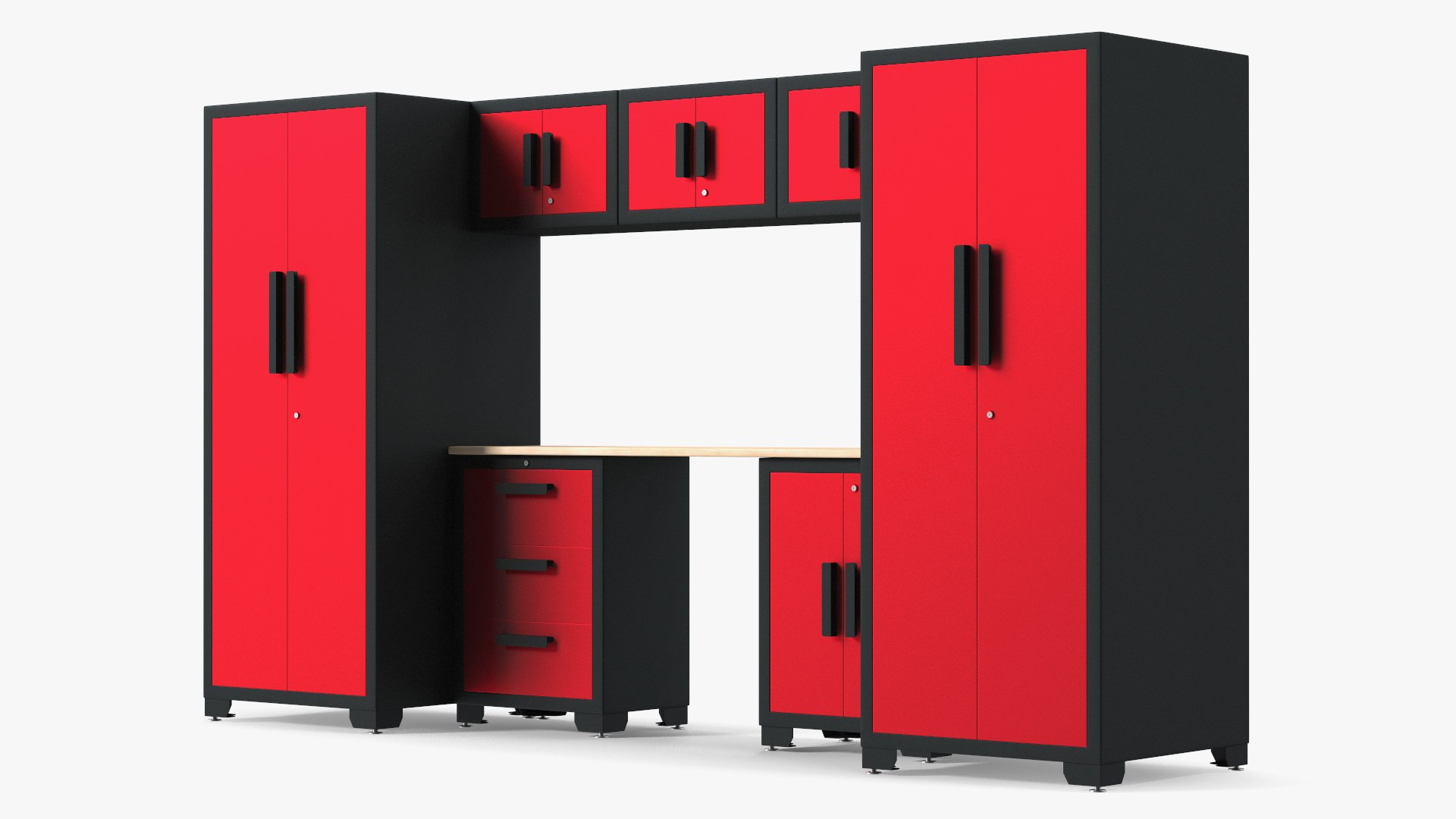 Garage Cabinet Red 3D model preview