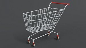 Low Poly Cartoon Super Market Cart 3D model