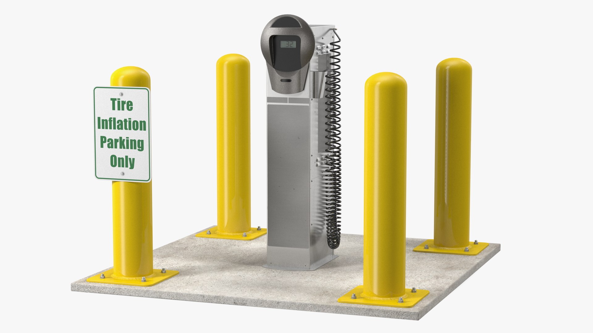 Self Service Tire Air Station Pillar 3D model preview