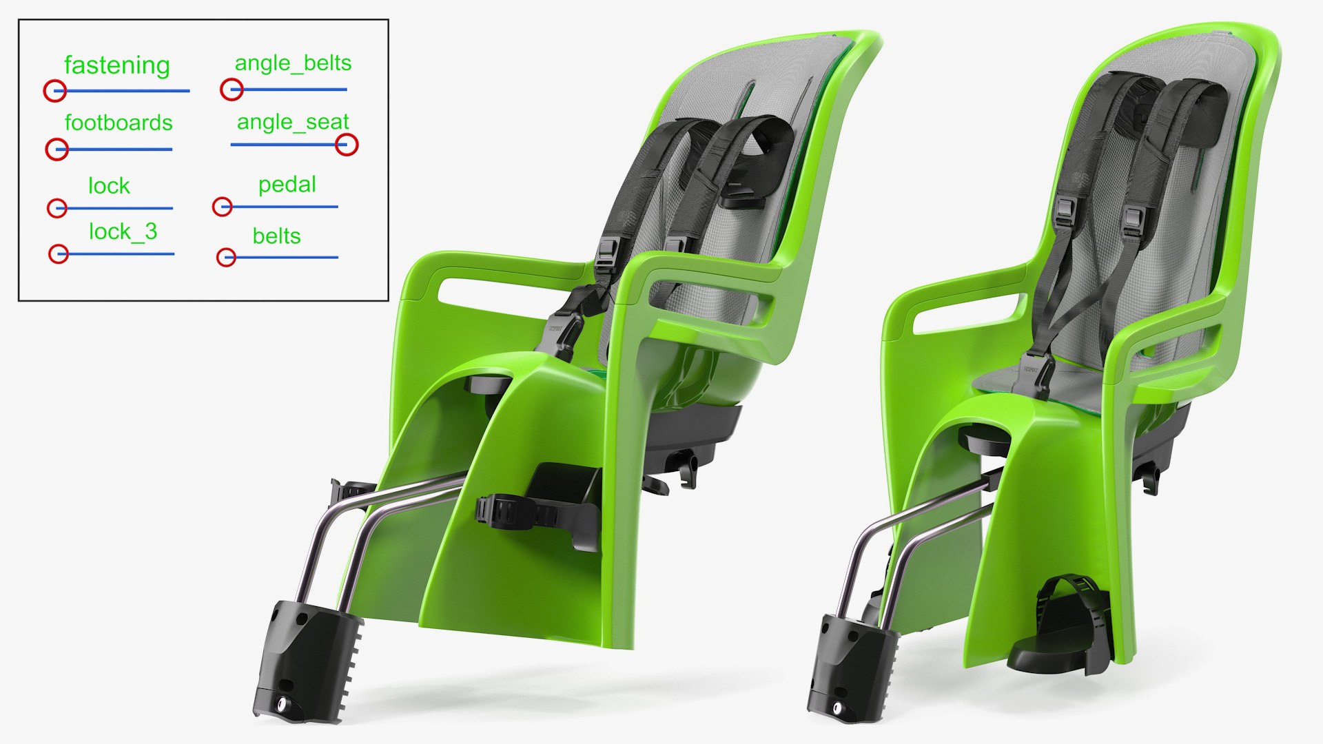 Child Bike Seat Rigged 3D model preview