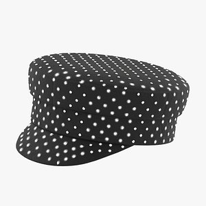 Wool Baker Boy with Crystals Black