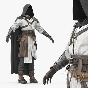 3D Medieval Assassin Outfit With Armor T-Pose