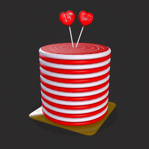 Layered Valentines Cake 3D