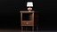 Nachttisch aus Holz mit Tischlampe