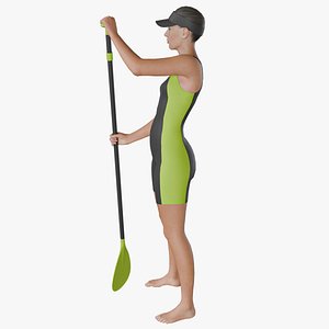 Beautiful athletic woman with paddle