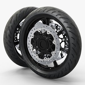 Sport Motorcycle Front Wheel with Brake Disc Black