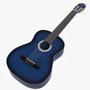 3D blue sunburst classical guitar