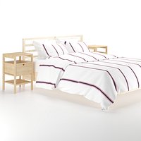 IKEA TARVA Bed Frame & NORDKISA Bed Side Table