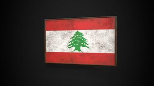 Old Picture Frame With Lebanon Flag - Game Ready PBR Low-poly 3D Model