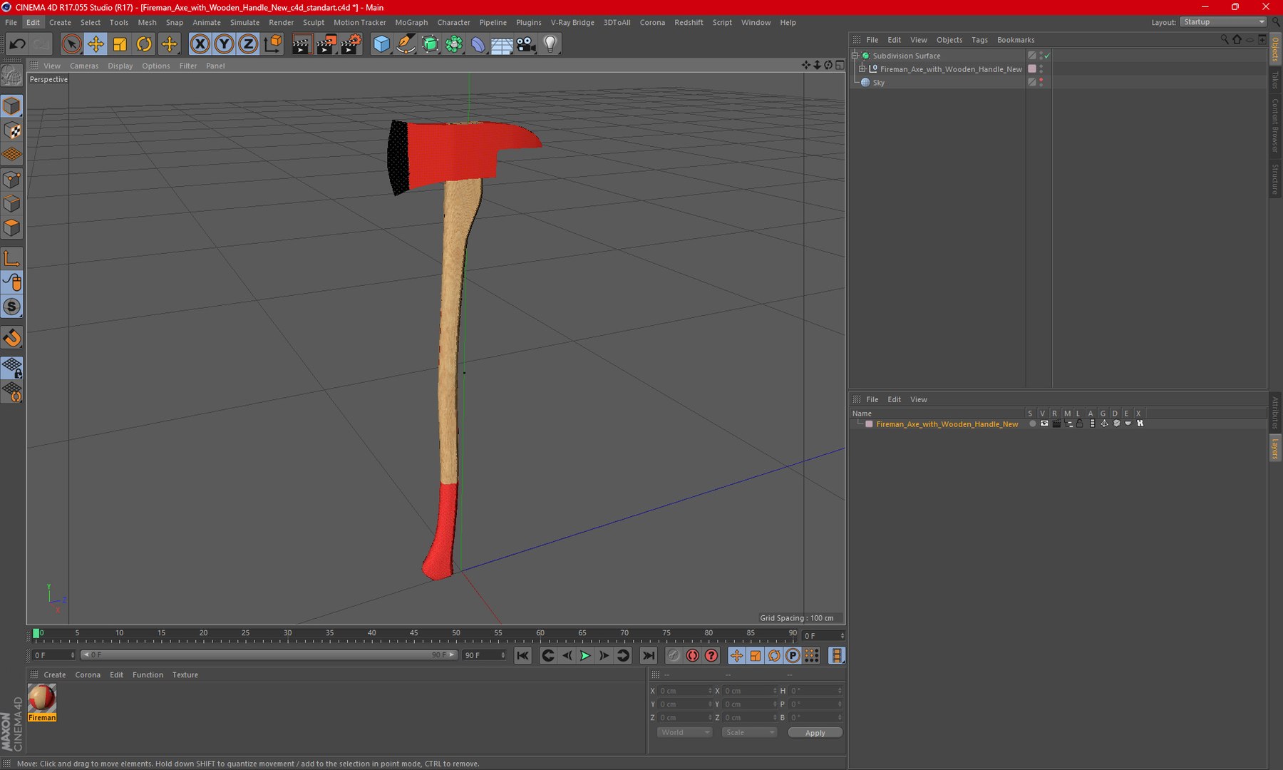 Fireman Axe With Wooden Handle New Model - TurboSquid 2178327