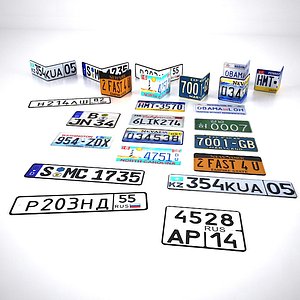 license plate car number 3D