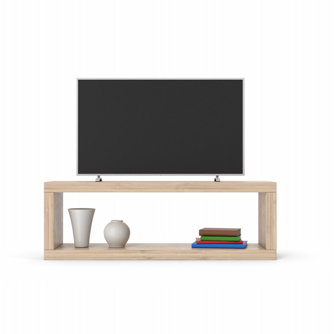 Wooden TV Stand Set model https://p.turbosquid.com/ts-thumb/yB/wanqxz/Q8/tvstandwithsmarttv.i01.2k/png/1644863080/1920x1080/fit_q87/664b41cb75deca298c26e86f7ddaf4e48863129c/tvstandwithsmarttv.i01.2k.jpg